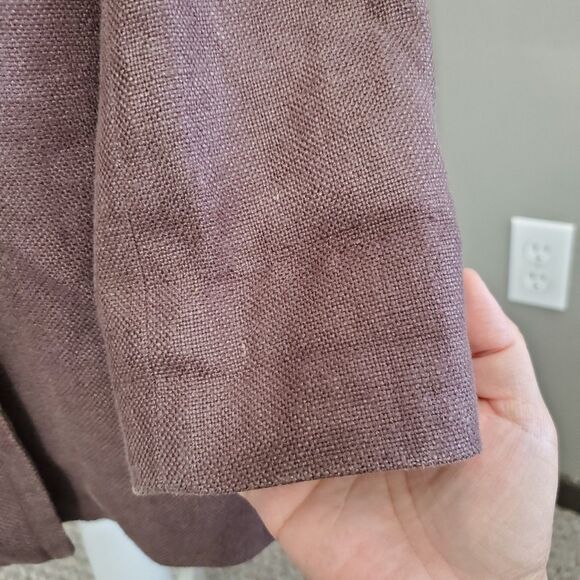 Gap Coat Womens Size 6 Brown Linen Button Up Lightweight Midi Jacket *READ* - Picture 8 of 14